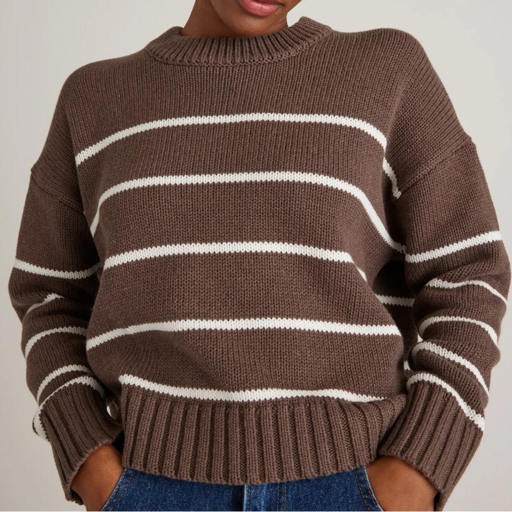 Quince Brown Striped Sweater small
